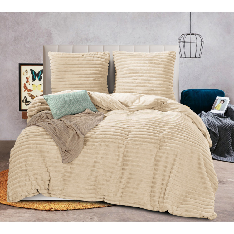 Pościel 160x200 mikrofibra "miś" Cotton World gruba 3 części 2581 beżowy