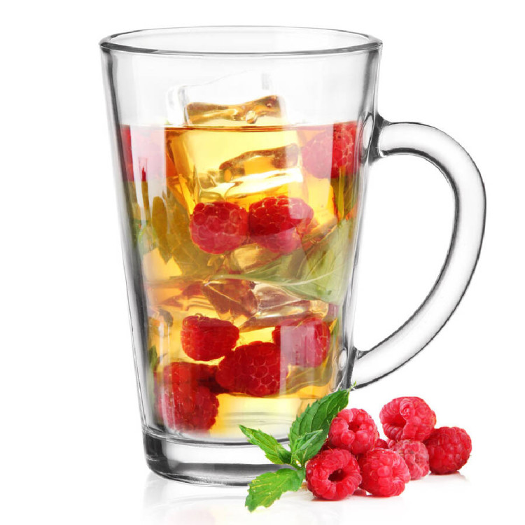 Szklanki do kawy herbaty z uchem 300 ml Glasmark Iwo komplet 6 sztuk z łyżeczkami latte