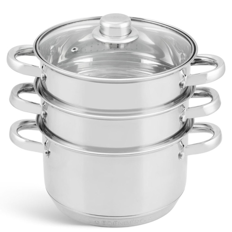 Garnek do gotowania na parze Edenberg EB 8902 parowar stalowy 18 cm dwupoziomowy