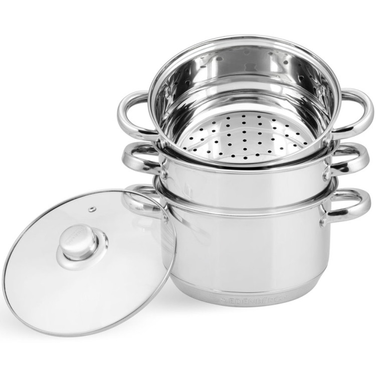 Garnek do gotowania na parze Edenberg EB 8902 parowar stalowy 18 cm dwupoziomowy