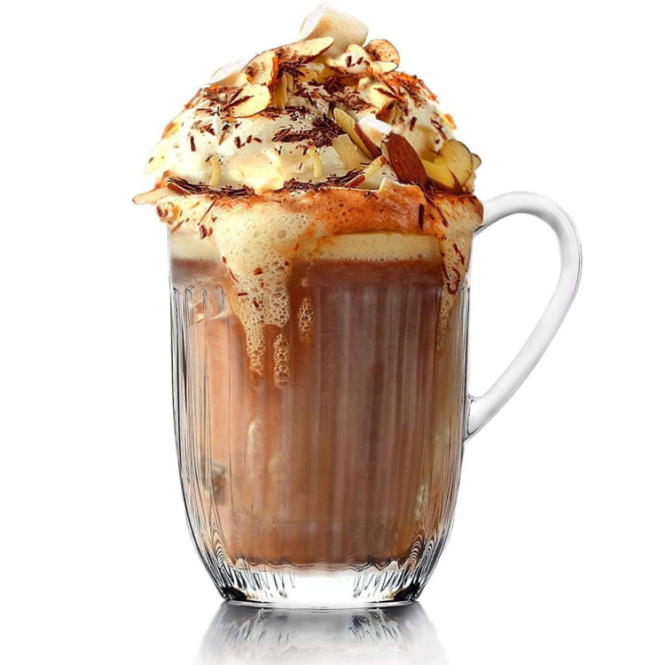 Szklanki do kawy herbaty z uchem 380 ml Florina Comet komplet 6 sztuk w zestawie z długimi łyżeczkami do latte