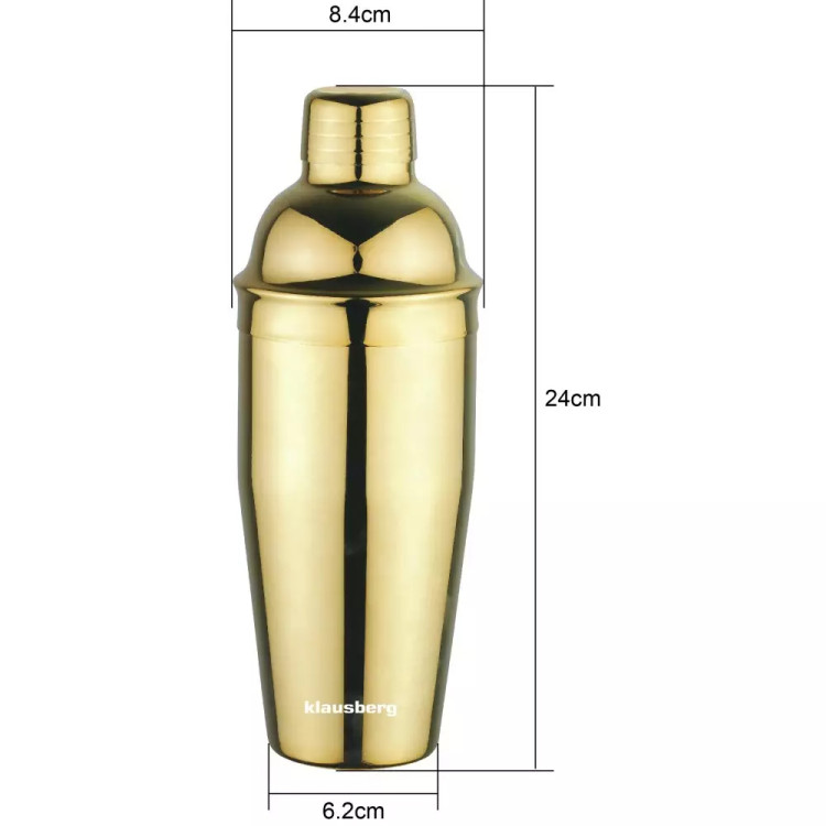 Shaker do koktajli 750 ml Klausberg KB 7649 barowy shaker do drinków kolor złoty