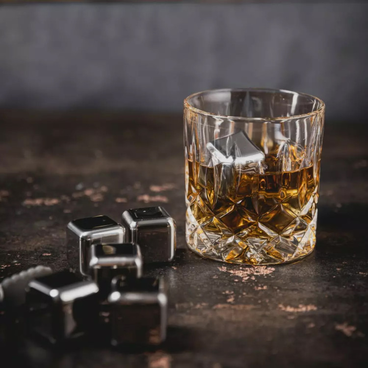 Kostki metalowe do chłodzenia napojów drinków 6 sztuk zestaw ze szczypcami Klausberg KB 7651