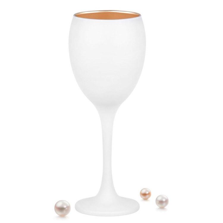 Kieliszki do wina 300 ml Glasmark Glamour komplet 6 sztuk biało-złote