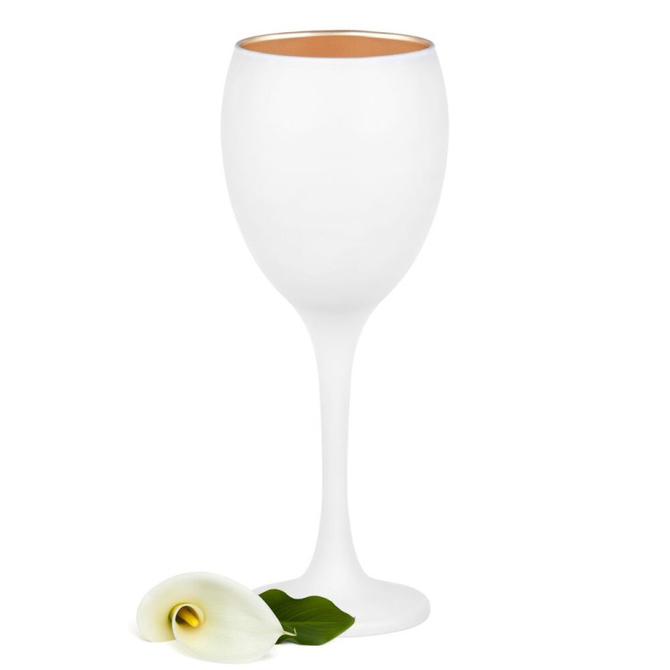 Kieliszki do wina 300 ml Glasmark Glamour komplet 6 sztuk biało-złote