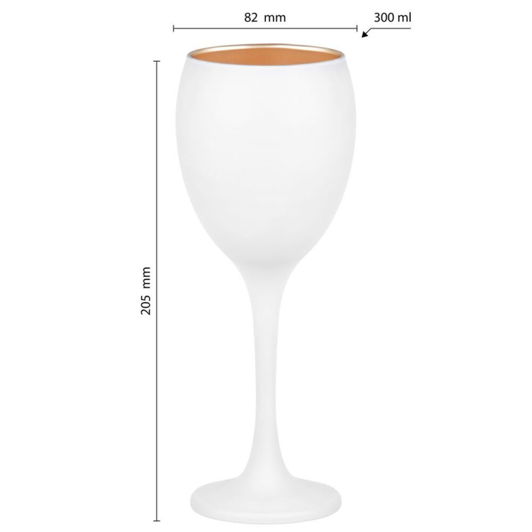 Kieliszki do wina 300 ml Glasmark Glamour komplet 6 sztuk biało-złote