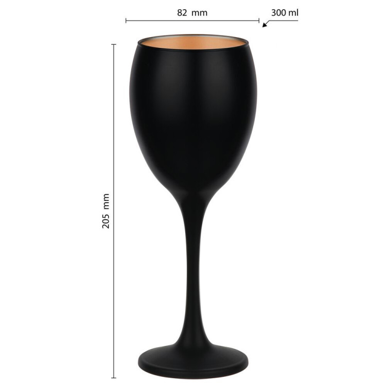 Kieliszki do wina 300 ml Glasmark Glamour komplet 6 sztuk czarno-złote
