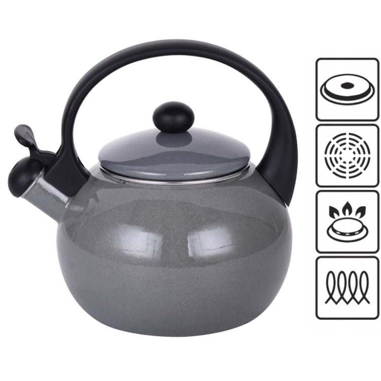 Czajnik tradycyjny z gwizdkiem emaliowany szary 2.2 l Kamille KM-1038D