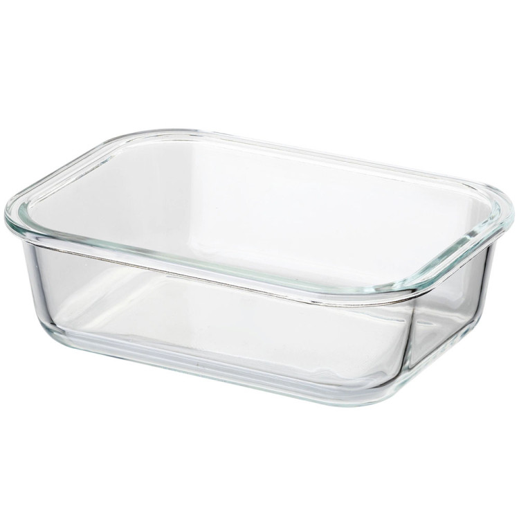 Pojemnik szklany lunchbox z bambusową pokrywką 370 ml żaroodporny