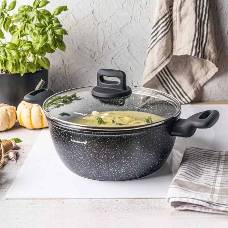 Garnek marmurkowy 5.7 l z pokrywką 28 cm Klausberg KB 7672 czarny marmurek indukcja gaz