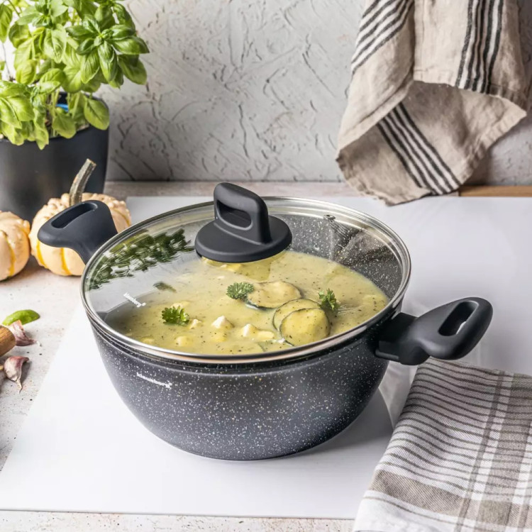 Garnek marmurkowy 5.7 l z pokrywką 28 cm Klausberg KB 7672 czarny marmurek indukcja gaz
