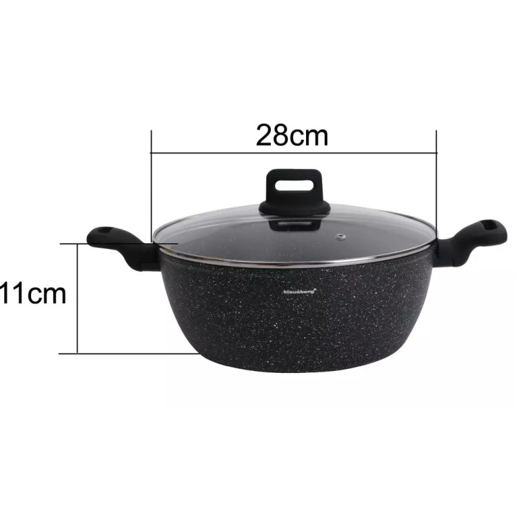 Garnek marmurkowy 5.7 l z pokrywką 28 cm Klausberg KB 7672 czarny marmurek indukcja gaz