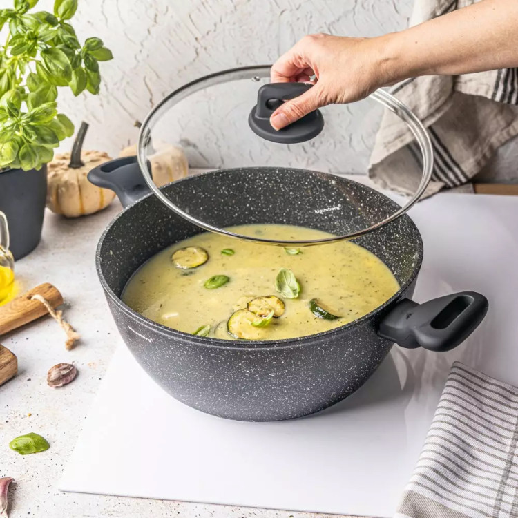 Garnek marmurkowy 5.7 l z pokrywką 28 cm Klausberg KB 7672 czarny marmurek indukcja gaz