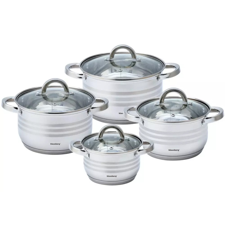 Garnki stalowe 2.1/2.9/3.9/6.6 L zestaw 8 elementowy Klausberg KB 7694 indukcja