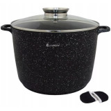 Garnek marmurowy z pokrywką duży czarny 10 L indukcja  Elitehoff E 7012