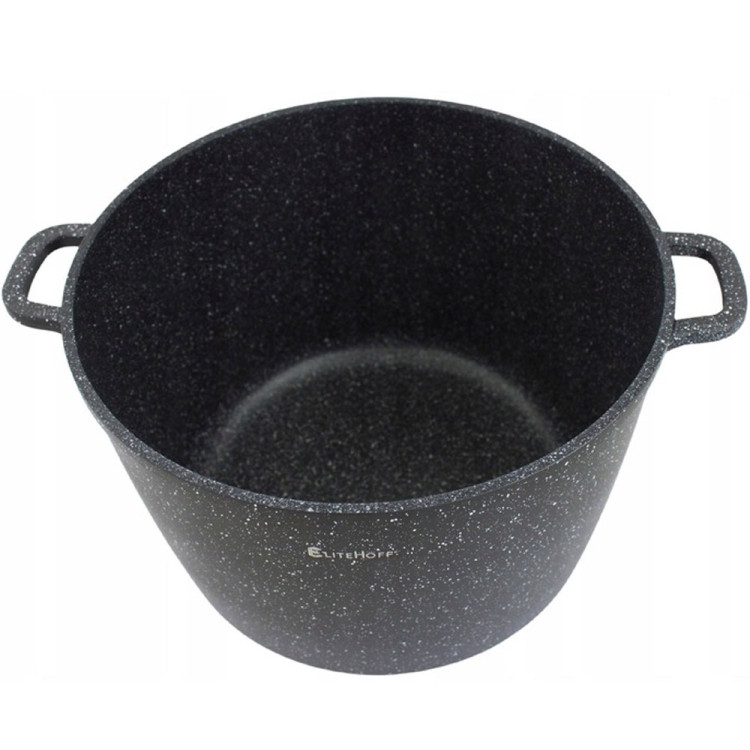 Garnek marmurowy z pokrywką duży czarny 6.5 L indukcja  Elitehoff E 7013