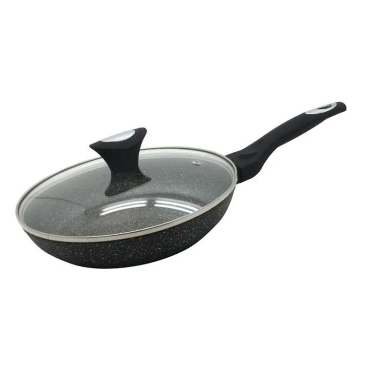 Patelnia głęboka z pokrywką 24 cm średnia Krisberg KR 2679 powłoka marmurkowa indukcyjna gaz