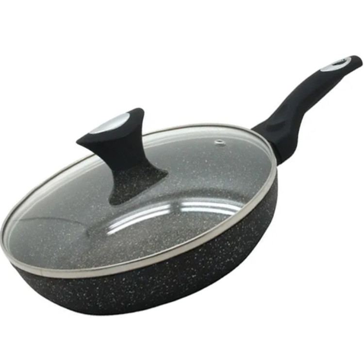 Patelnia głęboka z pokrywką 30 cm duża Krisberg KR 2682 powłoka marmurkowa indukcyjna gaz