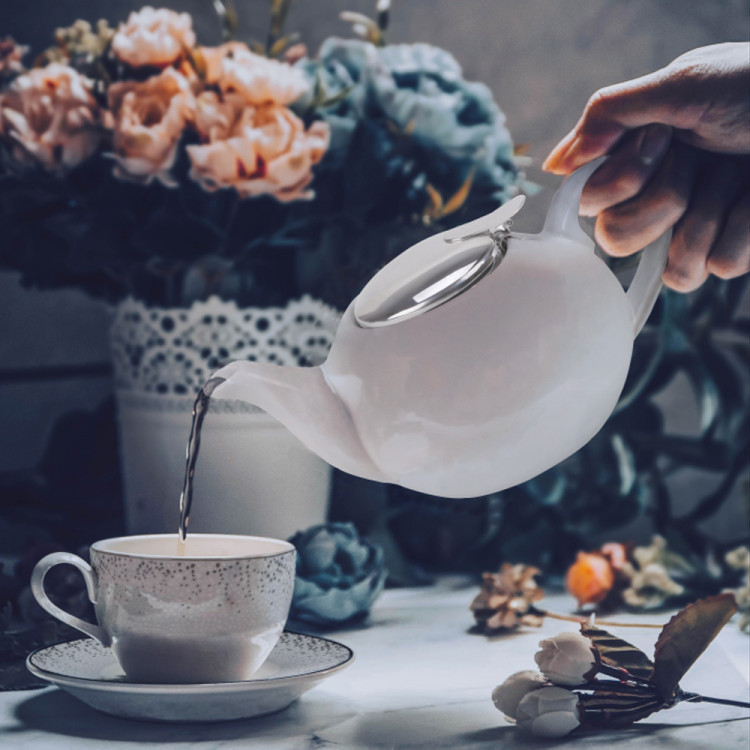 Dzbanek z zaparzaczem 750 ml imbryk beżowy Tragar Bella Fiore A-337
