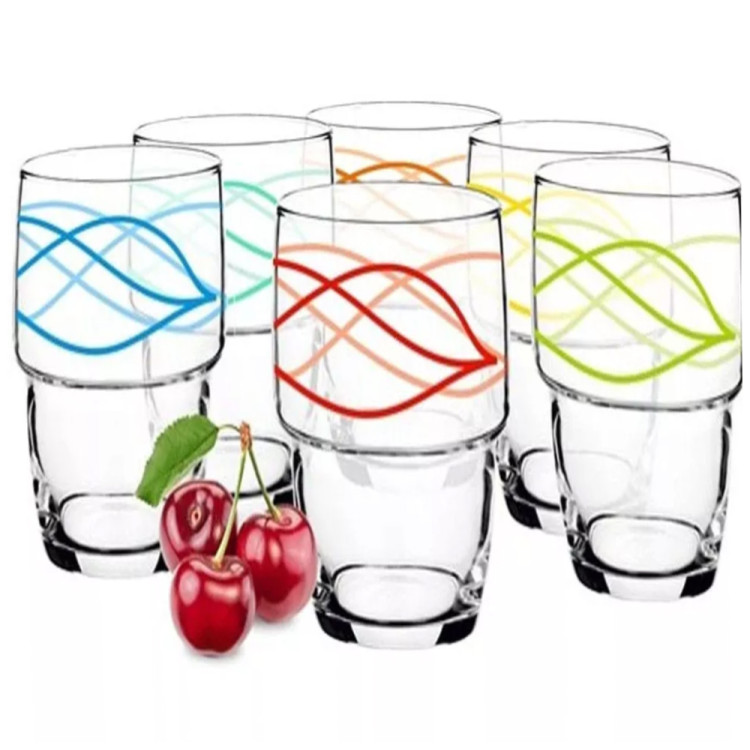 Szklanki wysokie Glasmark kolorowe nitki 250 ml zestaw 6 szklanek