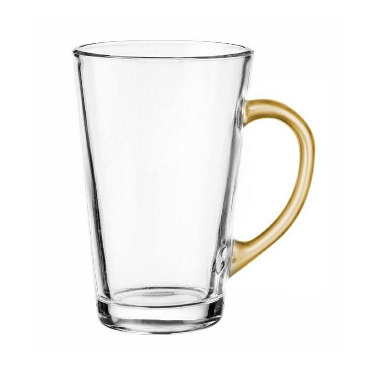 Szklanki ze złotym uchem 300 ml Glasmark Iwo do herbaty kawy latte macchiato komplet 6 sztuk