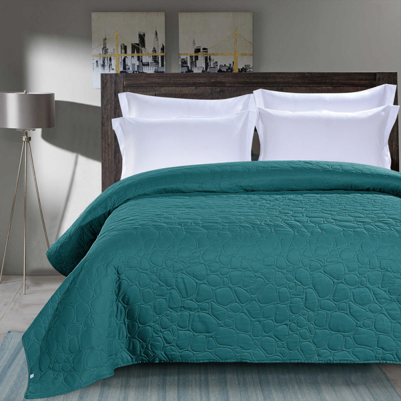 Narzuta na łóżko pikowana 200x220 cm Cotton World ciemna zieleń 2614