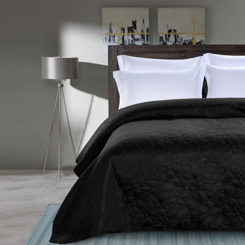 Narzuta na łóżko pikowana 200x220 cm Cotton World czarna 2613