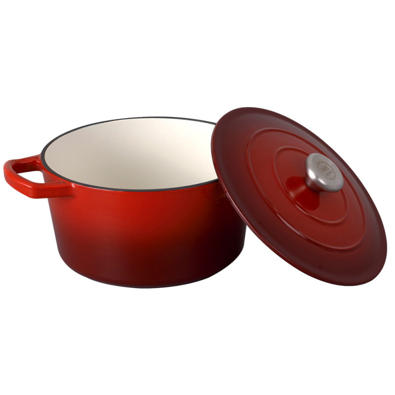 Garnek żeliwny emaliowany 5 L MG Home Infinito kociołek czerwony 25 cm