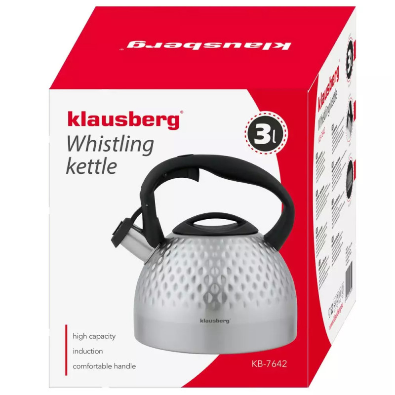 Czajnik tradycyjny stalowy 3 L srebrny Klausberg KB 7642