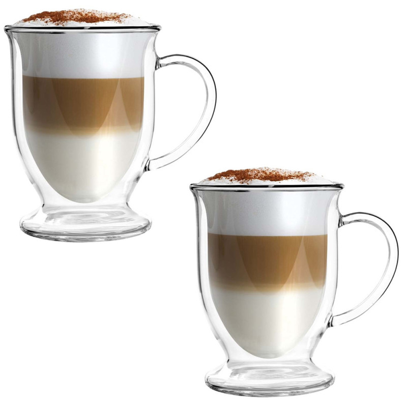 Szklanki termiczne z uchem Kubas 370 ml do kawy latte komplet 2 szt Kamille 9014
