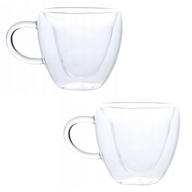 Szklanki termiczne z uchem  serce 250 ml do kawy latte komplet 2 szt Kamille 9006