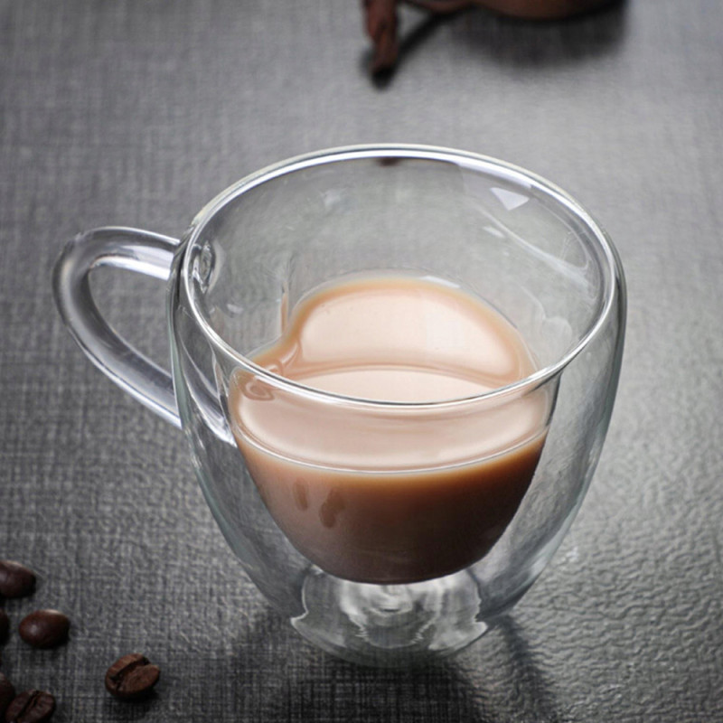 Szklanki termiczne z uchem  serce 250 ml do kawy latte komplet 2 szt Kamille 9006