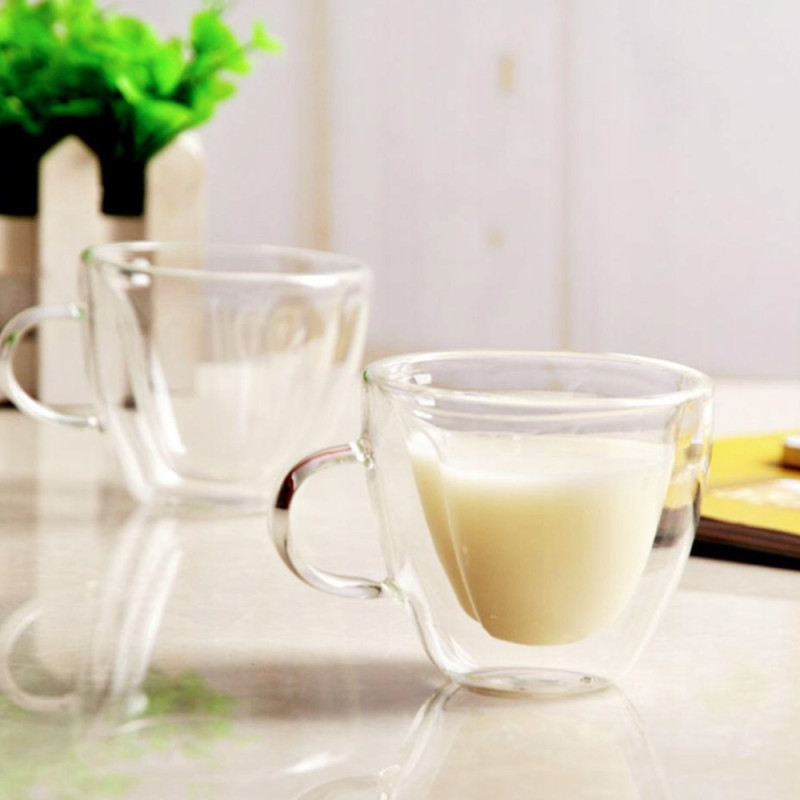 Szklanki termiczne z uchem  serce 250 ml do kawy latte komplet 2 szt Kamille 9006