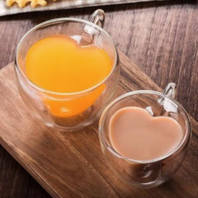 Szklanki termiczne z uchem  serce 250 ml do kawy latte komplet 2 szt Kamille 9006