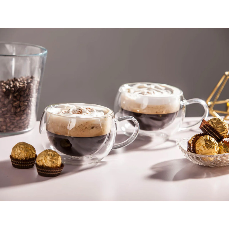 Szklanki termiczne niskie 300 ml latte Kamille KM 9002 komplet 2 szt szklanek