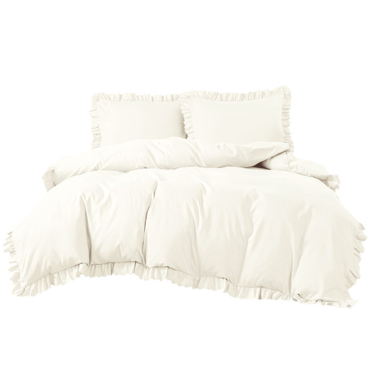 Pościel z falbanką 140x200 mikrofibra Cotton World 2 części 2594 kremowy