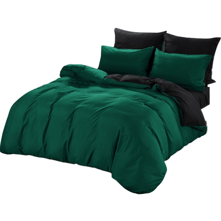 Pościel dwustronna 160x200 mikrofibra Cotton World 3 części 2487 zielono-czarna