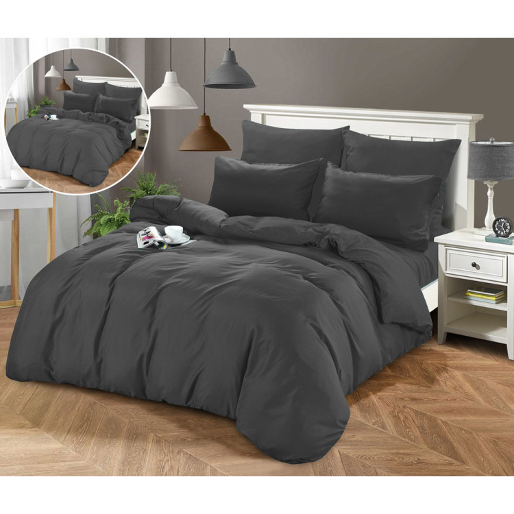 Pościel dwustronna 160x200 mikrofibra Cotton World  3 części 2608 grafit