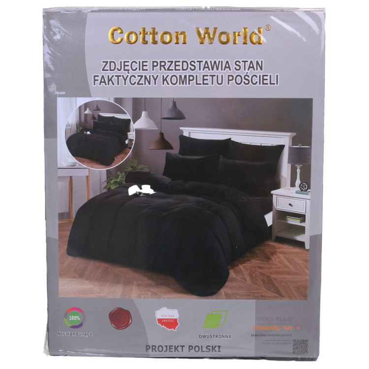 Pościel dwustronna 160x200 mikrofibra Cotton World 3 części 2611 czarna