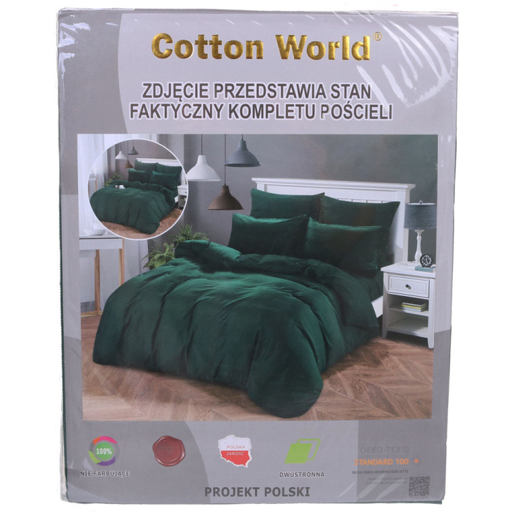 Pościel dwustronna 220x200 mikrofibra Cotton World 3 części 2609 zielona