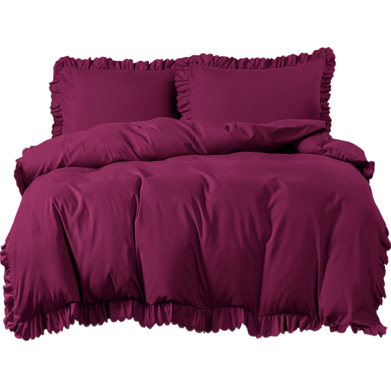 Pościel z falbanką 140x200 mikrofibra Cotton World 2 części 2591 fioletowa