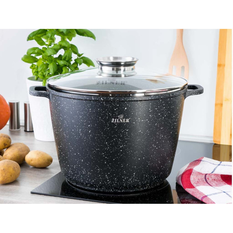 Garnek granitowy z pokrywką 28 cm Zilner ZL 7010 na indukcję 10.2 L