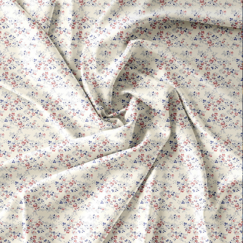 Pościel  140x200 bawełna satynowa Cotton World gruba 2 części 2439 beżowa w drobne kwiatki
