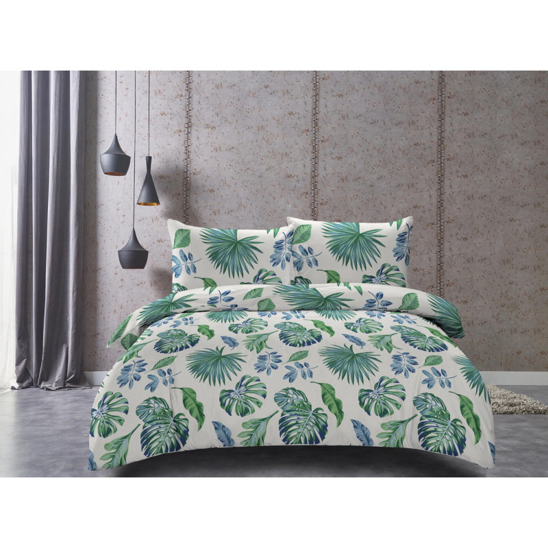 Pościel 140x200 bawełna satynowa Cotton World gruba 2 części 919 liście monstera jungle