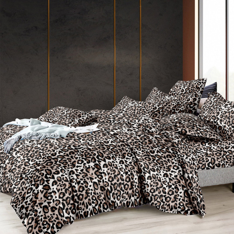 Pościel 200x220 bawełna satynowa Cotton World gruba 3 części 2666 panterka