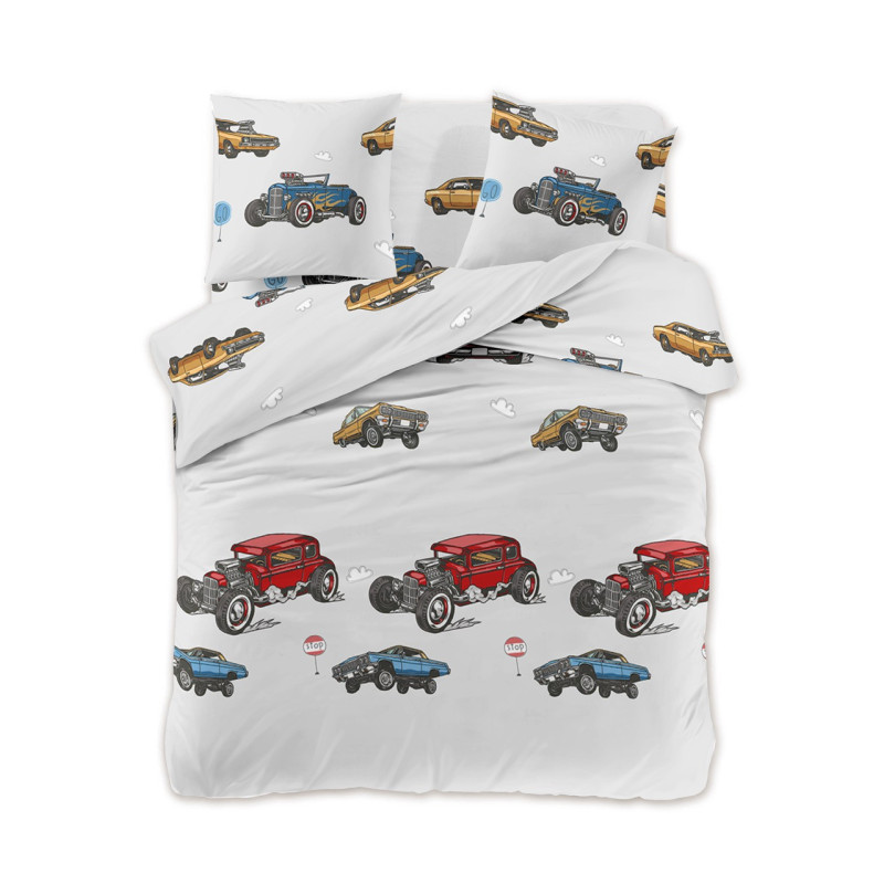 Pościel dla chłopca 160x200 bawełna satynowa Cotton World gruba 3 części 2507 autka