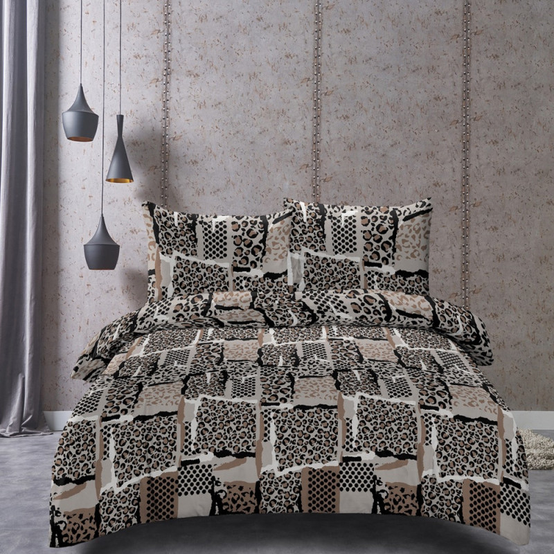 Pościel 200x220 bawełna satynowa Cotton World gruba 3 części 2668 panterka