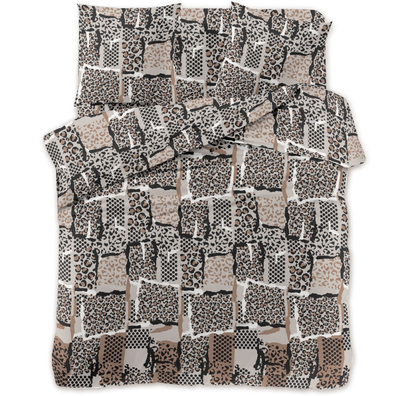 Pościel 200x220 bawełna satynowa Cotton World gruba 3 części 2668 panterka