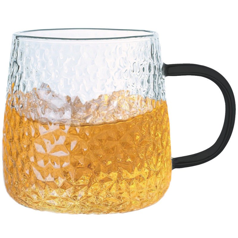 Szklanki z czarnym uchem do ciepłych napojów 350 ml MG Home Deco zestaw 4 szklanek