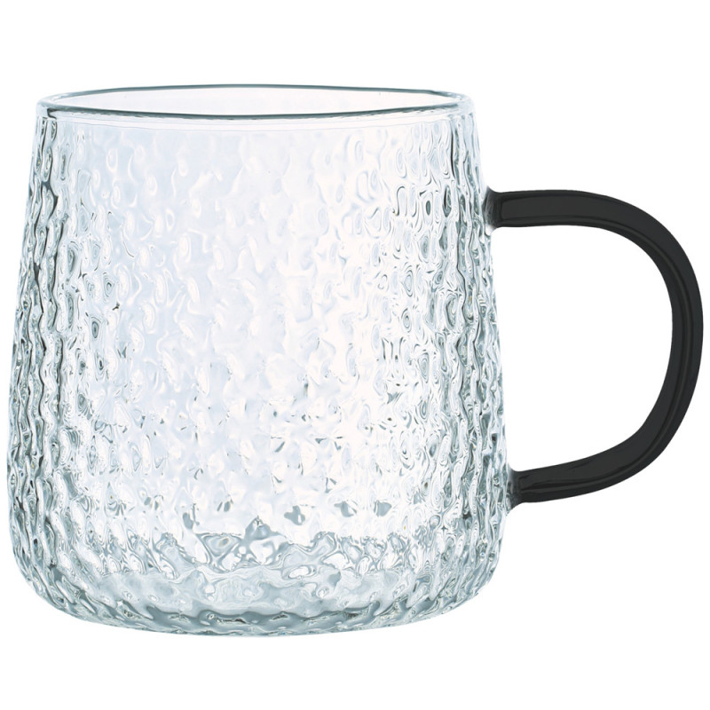Szklanki z czarnym uchem do ciepłych napojów 350 ml MG Home Deco zestaw 4 szklanek
